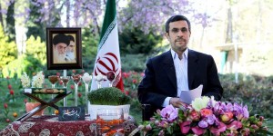Iranian President Mahmoud Ahmadinejad addresses the Iranian nation on the occasion of the Persian New Year, Nowruz, on March 20, 2013.