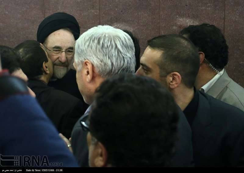 Iranian officials offer condolences to former reformist president in Tehran on February 25, 2015.