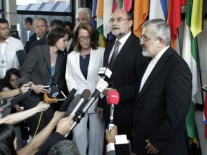 IAEA Chief Inspector Herman Nackaerts and Iran's IAEA envoy, Ali Asghar Soltanieh 