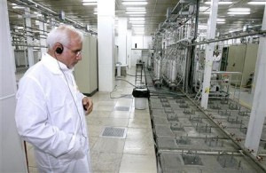 Iranian atomic energy chief Gholamreza Aghazadeh is seen at the Natanz nuclear enrichment facility