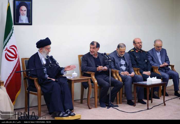 Iran's supreme Leader meets member of a committee in charge of ceremonies to celebrate the 'Engineer Day' in Iran on February 23, 2015.