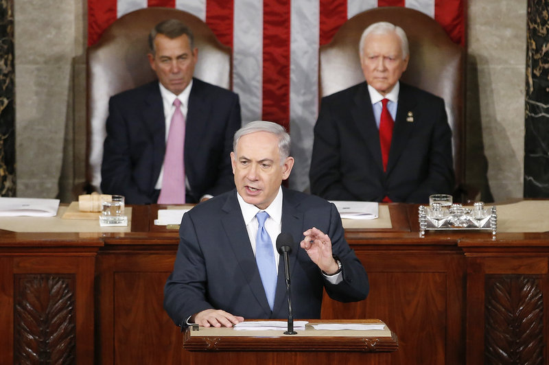 Israeli Prime Minister Benjamin Netanyahu speaks about Iran during a joint meeting of the US Congress in the House chamber at the US Capitol on March 3, 2015 in Washington, DC.