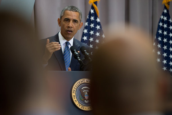 In a speech at American University on Wednesday, President Obama denounced opponents of the Iran deal as “lobbyists.” Credit Stephen Crowley/The New York Times