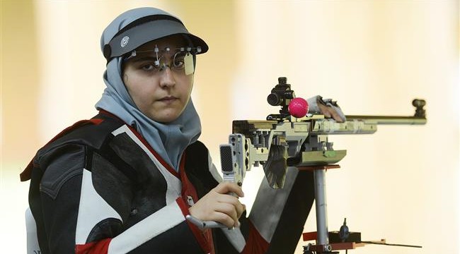 Iranian female sports shooter Mahlagha Jambozorg
