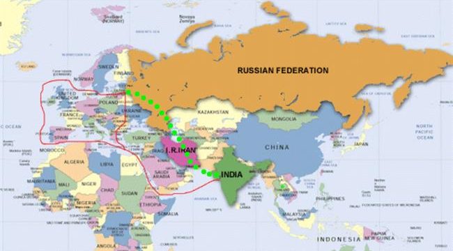 Iran Russia Map Out Rival To Suez Canal   The International North South Transport Corridor Shown In Bold Green Dots Will Significantly Reduce Costs And Travel Time. 650x360 