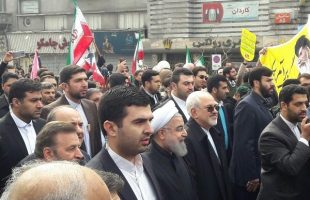 Rouhani & Zarif in Bahman 22 rally