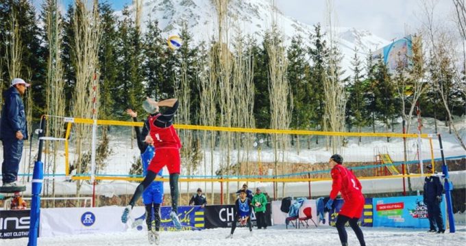 snow volleyball tournament in Iran