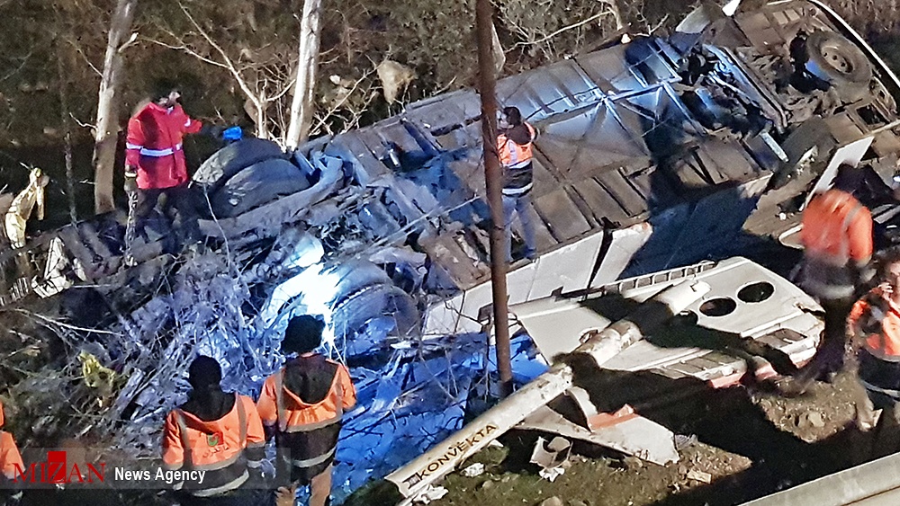 Photos: 20 Killed As Passenger Bus Rolls Over In Northern Iran