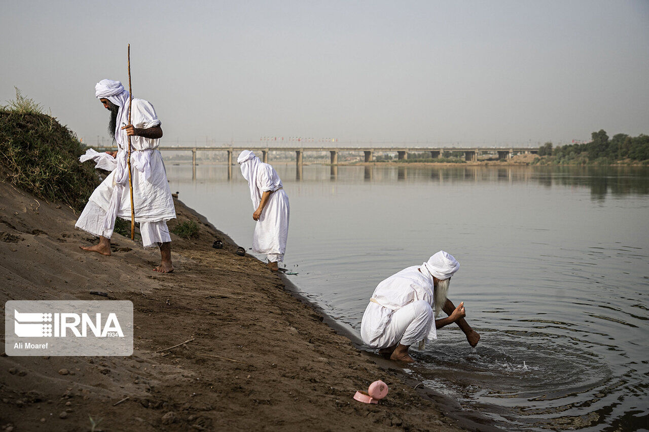 Mandaean followers conduct baptism ritual in Iran