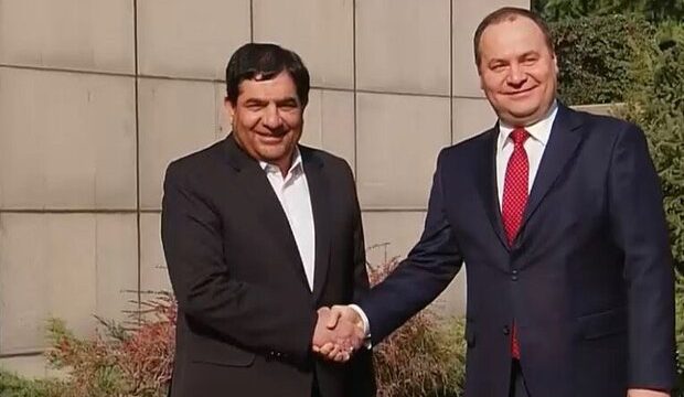 Iran first VP welcomes Belarus PM in Tehran